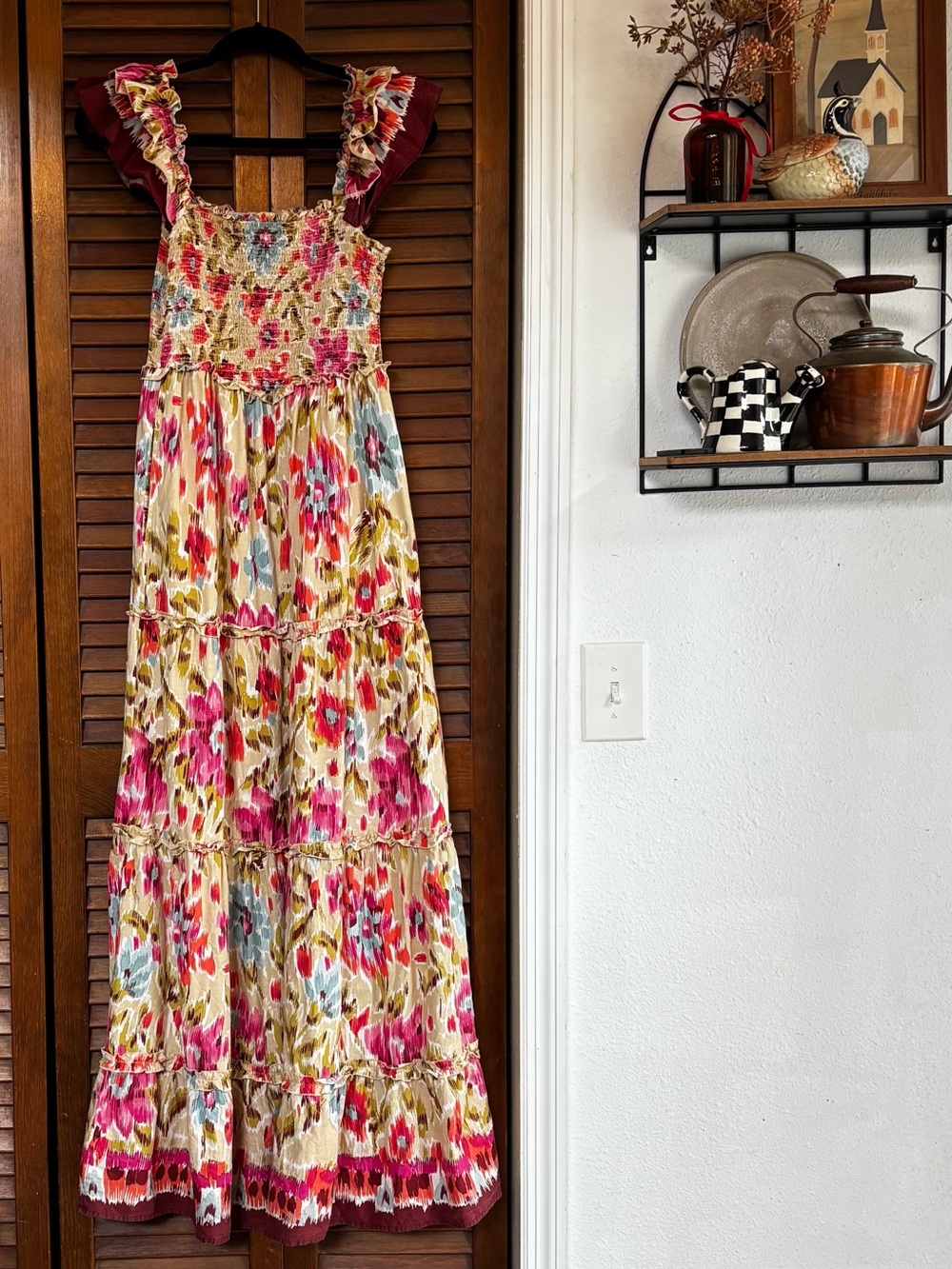 House of Harlow 1960 Multicolor Floral Smocked Maxi Dress Small